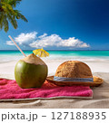 Summer Beach Scenes with Beach Essentials. Tropical Vacation Photography 127188935