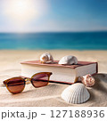 Summer Beach Scenes with Beach Essentials. Tropical Vacation Photography 127188936