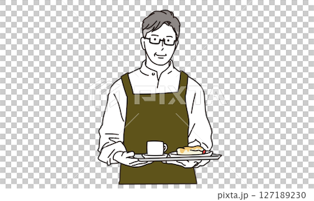 經營咖啡店的英俊老人的插畫素材 127189230