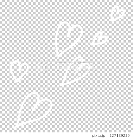 白い手描きのたくさんのハート 127189239