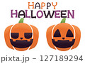 ジャックオーランタンのイラストとHappyHalloweenの文字 127189294