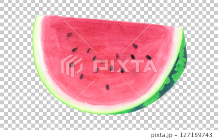 切好的西瓜的水彩手繪插圖 127189743