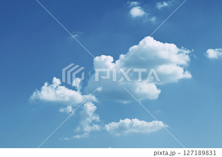 clear blue sky with white cloud, good weather in the morning have a nice day clear blue sky with white cloud, good weather in the morning have a nice day 127189831
