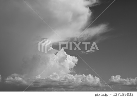 black and white image, buautiful sky with cloud in rainy day 127189832
