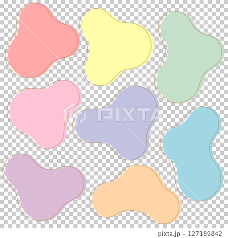 蓬鬆的圓形物件套裝柔軟觸感線條藝術柔和的色彩 127189842