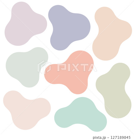 ふんわりとした丸いオブジェクトセット ソフトタッチ くすみカラー 127189845