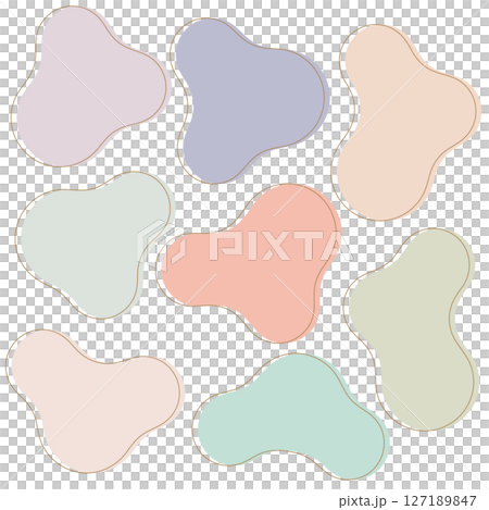 ふんわりとした丸いオブジェクトセット ソフトタッチ ラインアート くすみカラー ふんわりとした丸いオブジェクトセット ソフトタッチ ラインアート くすみカラー 127189847