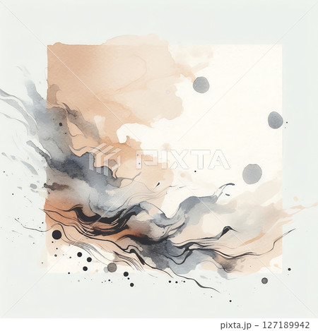 Abstract Watercolor Swirls with Gold Accents with Generative AI. 127189942