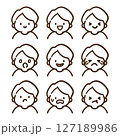 かっこいい男の子の上半身の表情イラストセット（白黒） 127189986