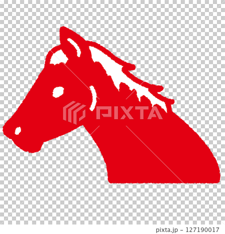 郵票風格的馬匹輪廓插圖 127190017