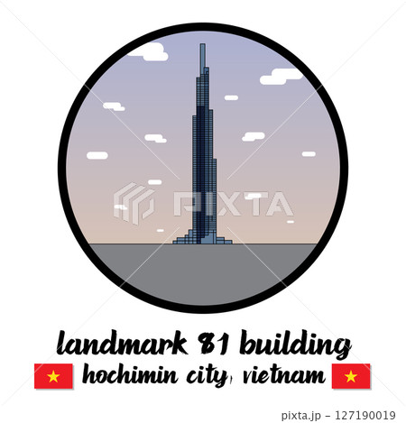 Bangkok, Thailand. 05 10 2024. Circle Icon Landmark 81 Building. Vector Illustration Bangkok, Thailand. 05 10 2024. Circle Icon Landmark 81 Building. Vector Illustration 127190019