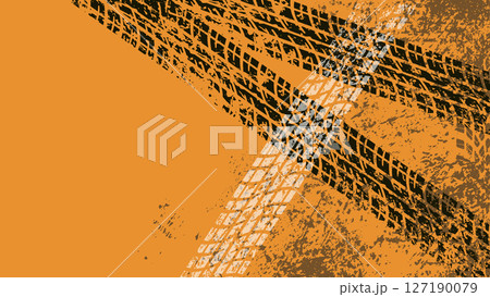 タイヤ跡が残るグランジ風背景 127190079