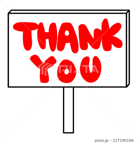 感謝・ありがとう・THANK YOUの文字の札のイラスト。 127190106