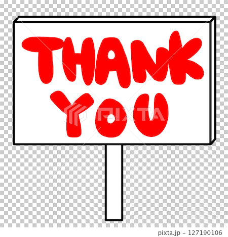 感謝・ありがとう・THANK YOUの文字の札のイラスト。 127190106