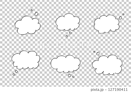 Hand-drawn style thought bubble set, monochrome illustration material Hand-drawn style thought bubble set, monochrome illustration material 127190411