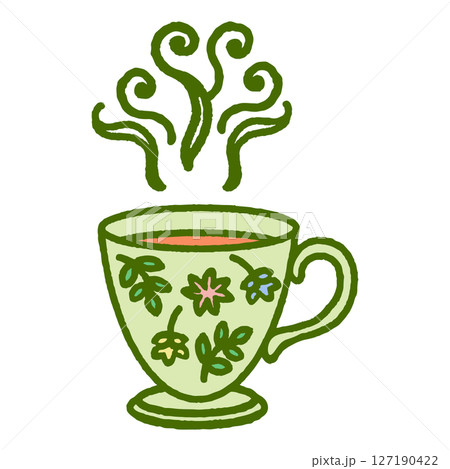 植物柄のティーカップのカラーイラスト 127190422
