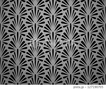 Flower geometric pattern. Seamless vector background. Gray and black ornament. Ornament for fabric, wallpaper, packaging. Decorative print Flower geometric pattern. Seamless vector background. Gray and black ornament. Ornament for fabric, wallpaper, packaging. Decorative print 127190705