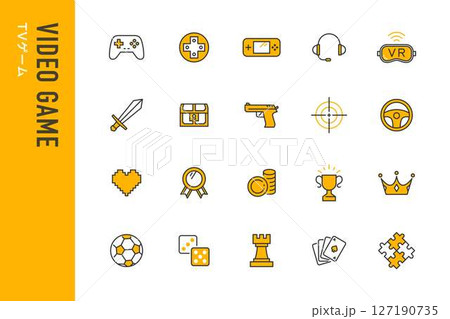 シンプルなビデオゲームの線画アイコン 127190735