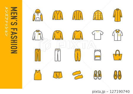 メンズファッションのシンプルな線画アイコン メンズファッションのシンプルな線画アイコン 127190740