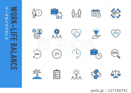 ワークライフバランスの線画アイコン ワークライフバランスの線画アイコン 127190741