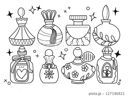 いろいろな香水瓶の塗り絵 いろいろな香水瓶の塗り絵 127190821