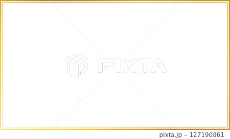 金色のフレーム(二重線、比率16:9、横長) 127190861