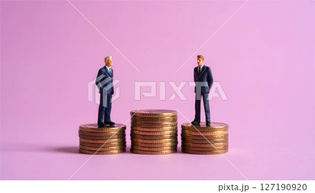 ビジネス　ビジネスマン　ビジネスシーン　人物　お金　マネー　金融　銀行　コイン　財産　ミニチュア 127190920