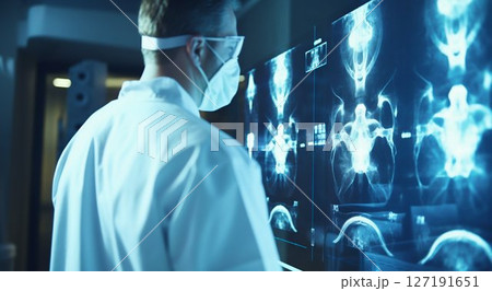 Medical Professional Analyzing X-ray and Tomography Scans. Generative ai 127191651