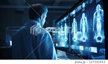 Medical Professional Analyzing X-ray and Tomography Scans. Generative ai 127191653