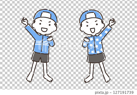 穿著泳衣的男孩和女孩們發出「啊啊哦」的聲音 127191739