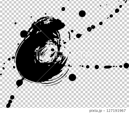 墨絵・飛び散り・飛沫・墨汁の和風エフェクトイラスト素材 127191967