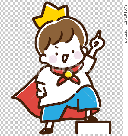Illustration of a boy dressed as a king, exuding a sense of leading role Illustration of a boy dressed as a king, exuding a sense of leading role 127191978