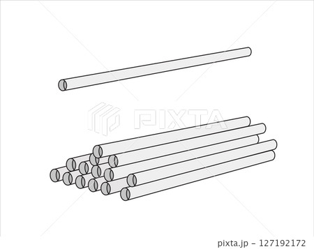 Set of Steel or aluminum pipes in perspective. Large-diameter sewer water pipe. Vector industrial illustration Set of Steel or aluminum pipes in perspective. Large-diameter sewer water pipe. Vector industrial illustration 127192172