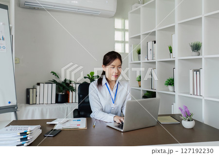 Accountant working on financial data analysis dashboard on paper as marketing indication for business strategic planning Accountant working on financial data analysis dashboard on paper as marketing indication for business strategic planning 127192230
