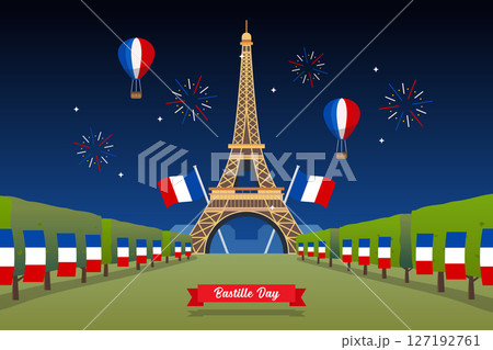 Bastille day celebration at Eiffel tower. 127192761