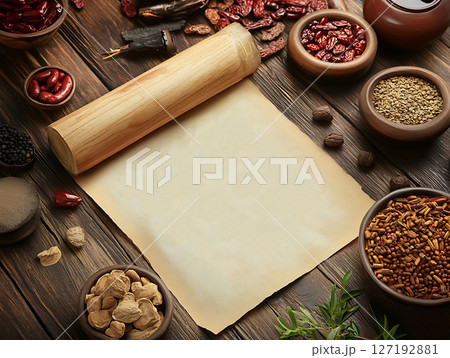 promotional poster template featuring TCM clinic services and ancient remedies 127192881