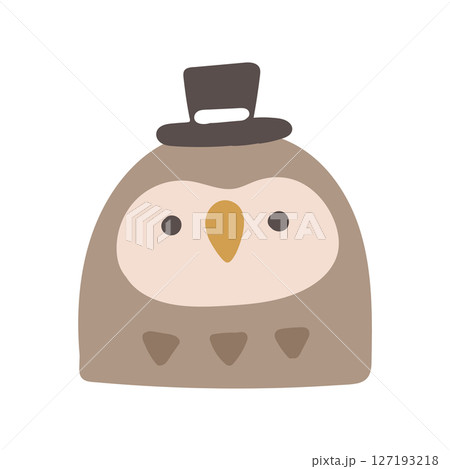 紳士な森のふくろうのアイコンイラスト 127193218