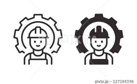 Engineer icons. Symbol of industry or mechanical service. Vector illustration. 127193336
