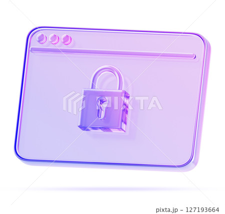 3d glass holographic browser window icon with padlock render. Secure protocol https, safe data transfer, ssl encryption, security certificate of website, safety internet technology. 3D illustration 3d glass holographic browser window icon with padlock render. Secure protocol https, safe data transfer, ssl encryption, security certificate of website, safety internet technology. 3D illustration 127193664