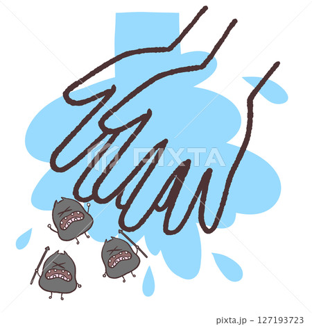 手洗いでばい菌を流すイラスト 127193723
