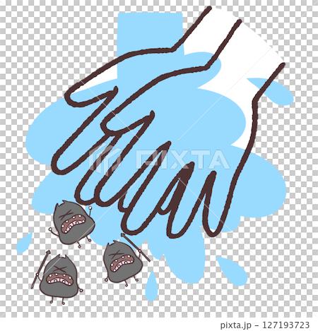 手洗いでばい菌を流すイラスト 127193723