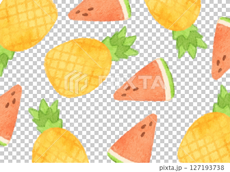 Hand drawn pineapple and watermelon background illustration Hand drawn pineapple and watermelon background illustration 127193738