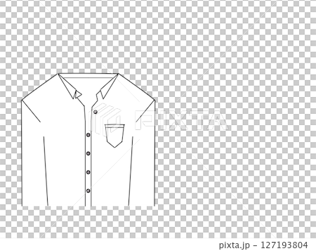 Illustration of a white long-sleeved shirt with an open collar and chest pocket 127193804