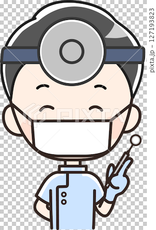 Dentist/dental hygienist male _ illustration wearing a mask and holding a mirror Dentist/dental hygienist male _ illustration wearing a mask and holding a mirror 127193823