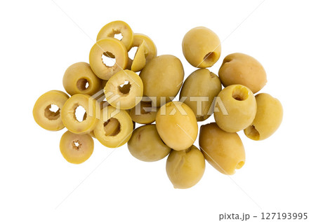 green olives isolated on white 127193995