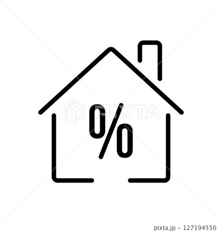 House with Percent Sign Icon. Mortgage Rate, Interest, Home Loan, Real Estate Financing Concept, Line Style Vector for Banking and Property Market Themes House with Percent Sign Icon. Mortgage Rate, Interest, Home Loan, Real Estate Financing Concept, Line Style Vector for Banking and Property Market Themes 127194550