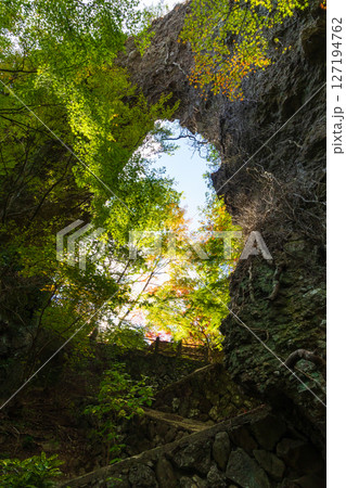 秋の小豆島　紅葉の寒霞渓　裏八景（石門） 127194762