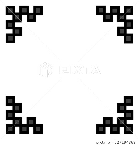 黒塗りドット装飾の囲み枠・ピクセル風フレーム素材(四隅デザイン・透過PNG) 黒塗りドット装飾の囲み枠・ピクセル風フレーム素材(四隅デザイン・透過PNG) 127194868