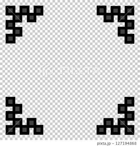 黒塗りドット装飾の囲み枠・ピクセル風フレーム素材(四隅デザイン・透過PNG) 黒塗りドット装飾の囲み枠・ピクセル風フレーム素材(四隅デザイン・透過PNG) 127194868