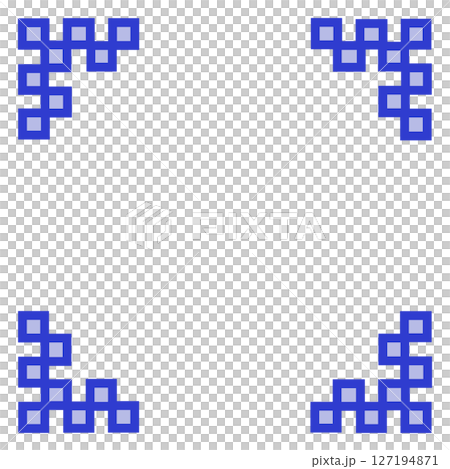 藍色圓點裝飾邊框/像素風格邊框素材（四角設計/透明PNG） 127194871